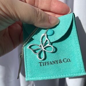 Tiffany & Co. Authentic Sterling Silver Butterfly Pendant Necklace 16in